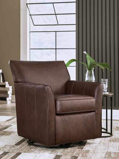 Haines Furniture Outlet - Ashley Furniture - Braydunn Swivel Glider Accent Chair - Swivel Glider Accent Chair / Espresso Brown - A3000820