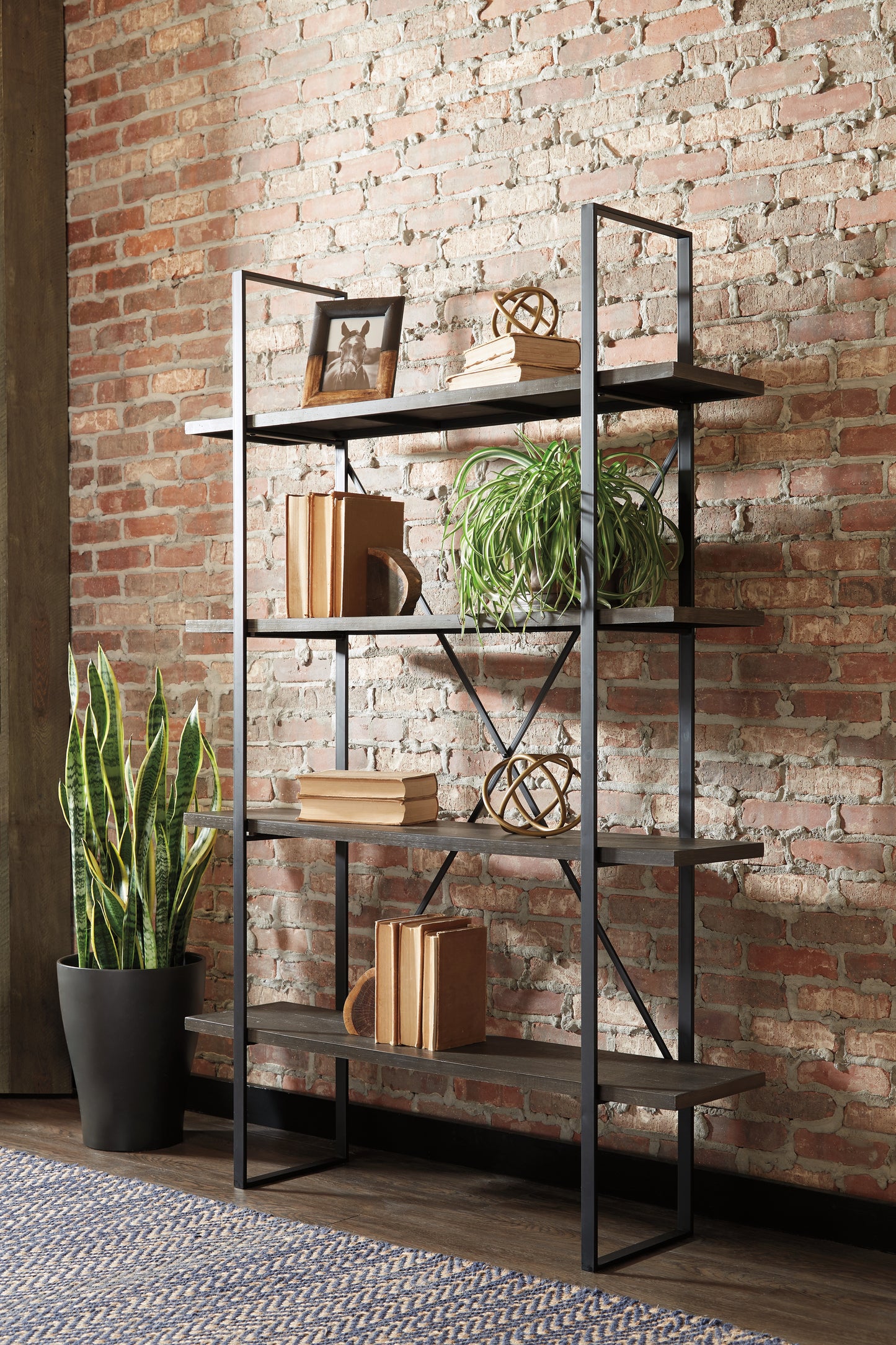 Haines Furniture Outlet - Ashley Furniture - Gilesgrove Bookcase - Bookcase / Black/Gray - A4000017