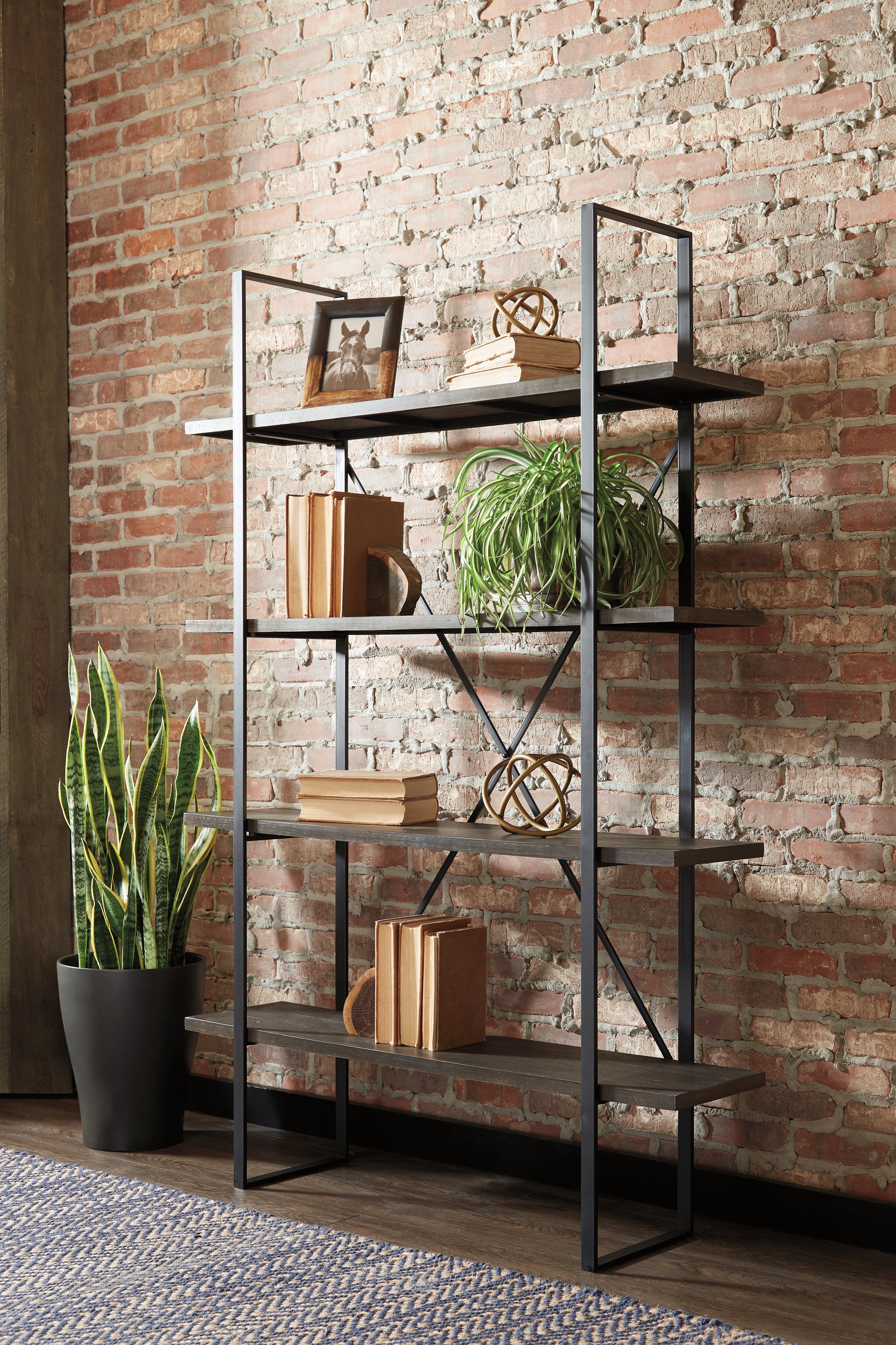 Haines Furniture Outlet - Ashley Furniture - Gilesgrove Bookcase - Bookcase / Black/Gray - A4000017