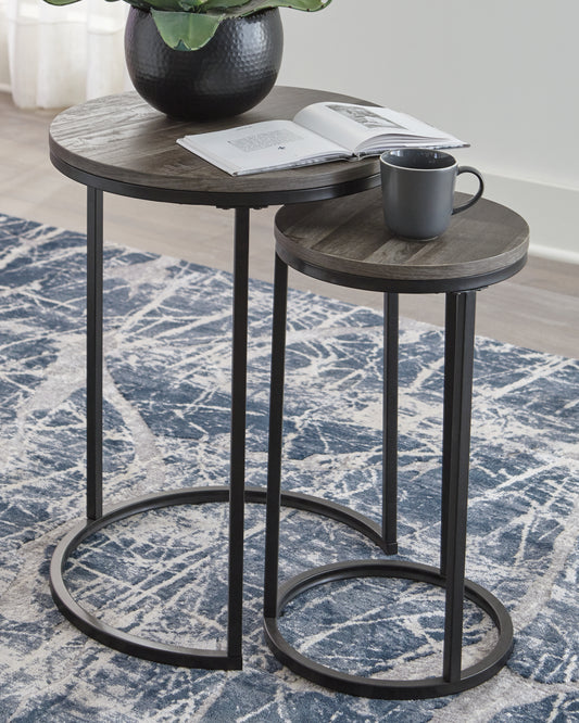 Haines Furniture Outlet - Ashley Furniture - Briarsboro Accent Table (Set of 2) - Accent Table Set (Set of 2) / Black/Gray - A4000231