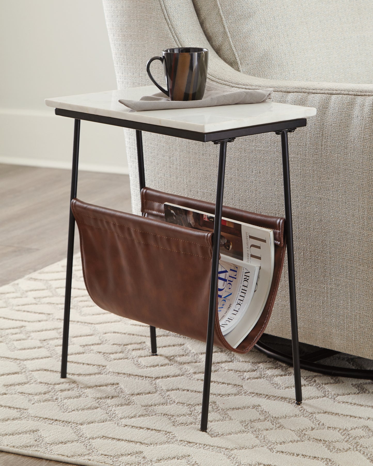Haines Furniture Outlet - Ashley Furniture - Etanbury Accent Table - Accent Table / Brown/Black/White - A4000254
