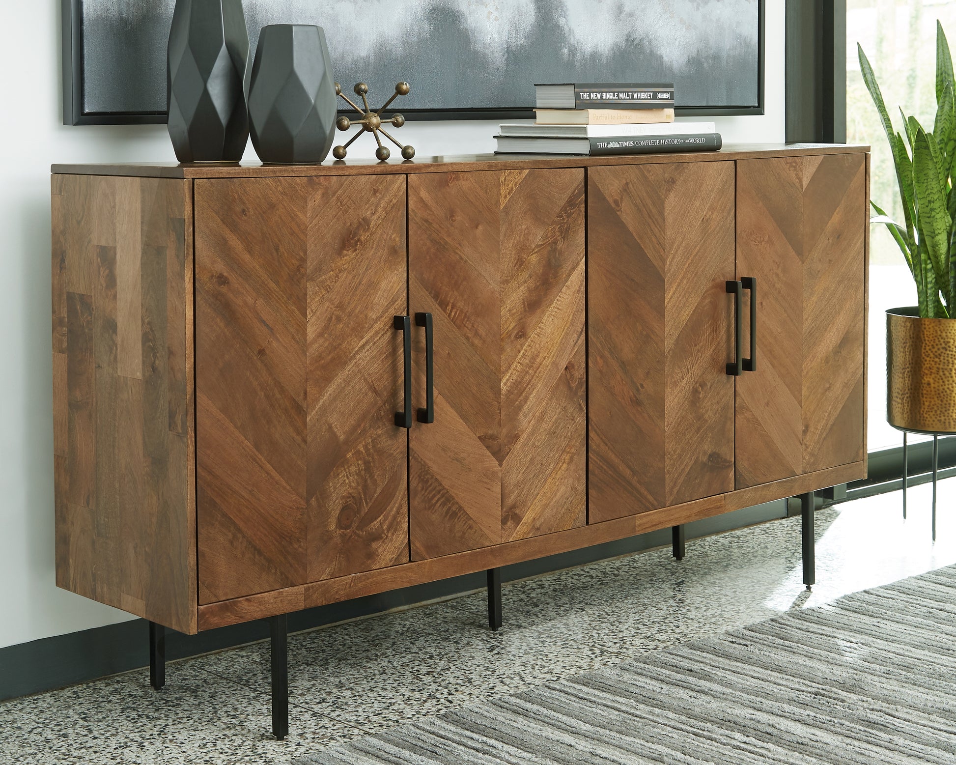 Haines Furniture Outlet - Ashley Furniture - Prattville Accent Cabinet - Accent Cabinet / Brown - A4000308