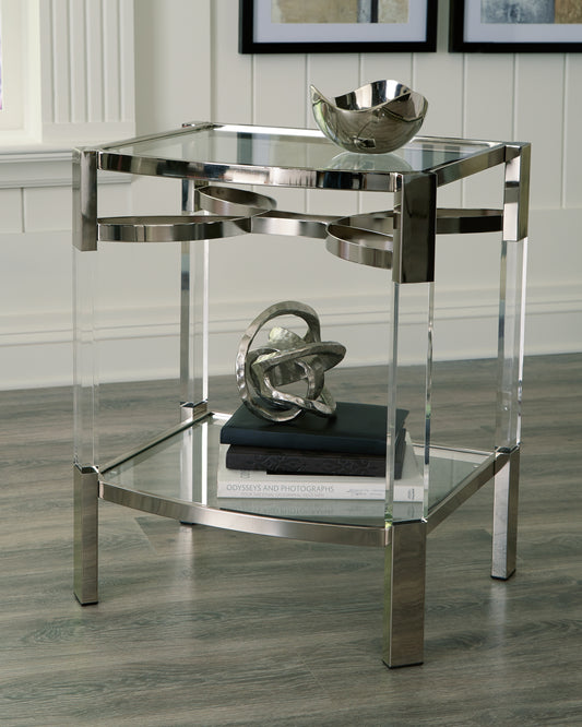 Haines Furniture Outlet - Ashley Furniture - Chaseton Accent Table - Accent Table / Clear/Silver Finish - A4000334