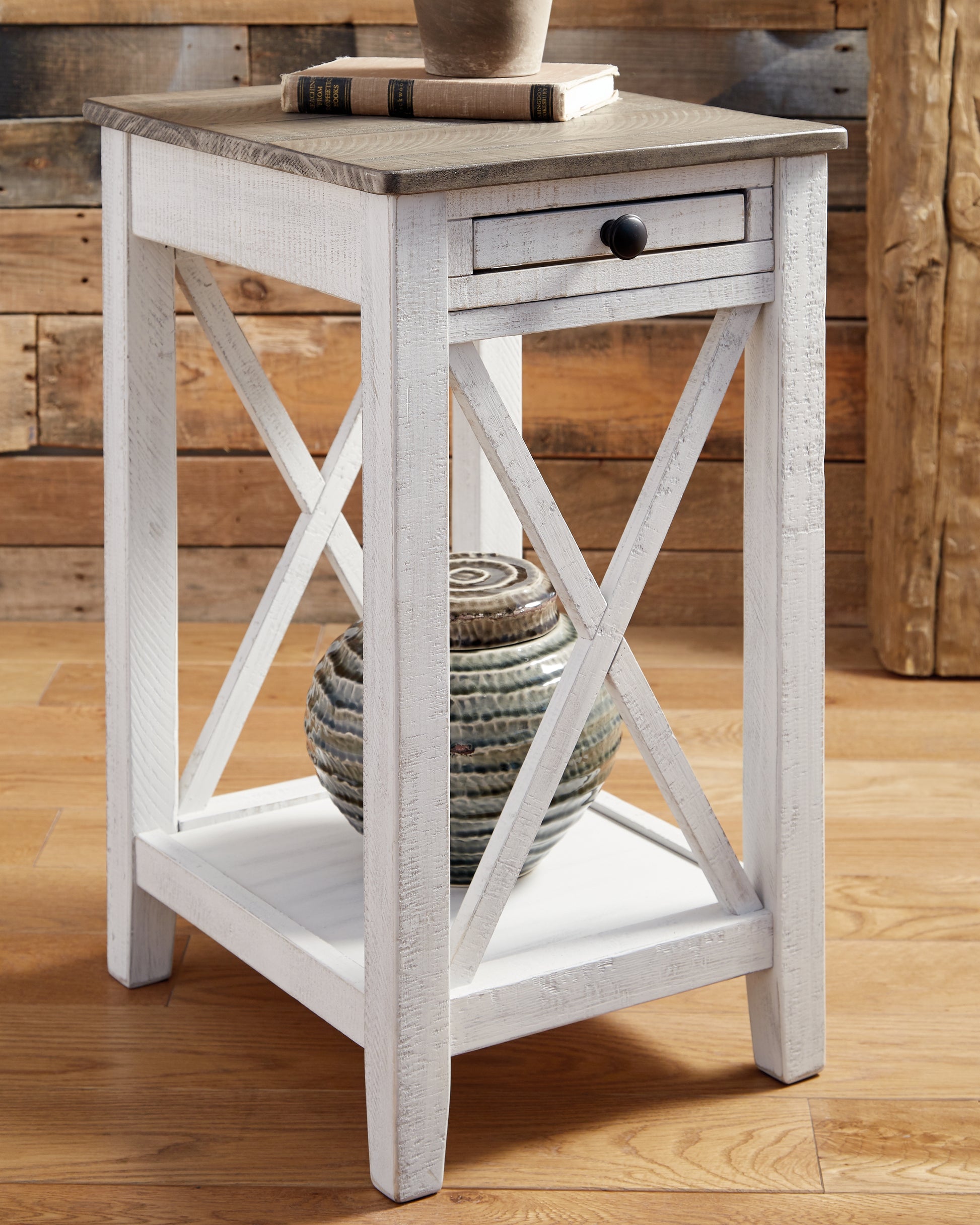 Haines Furniture Outlet - Ashley Furniture - Adalane Accent Table - Accent Table / White/Gray - A4000374