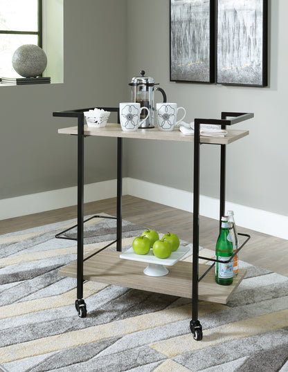Haines Furniture Outlet - Ashley Furniture - Waylowe Bar Cart - Bar Cart / Brown/Black - A4000389