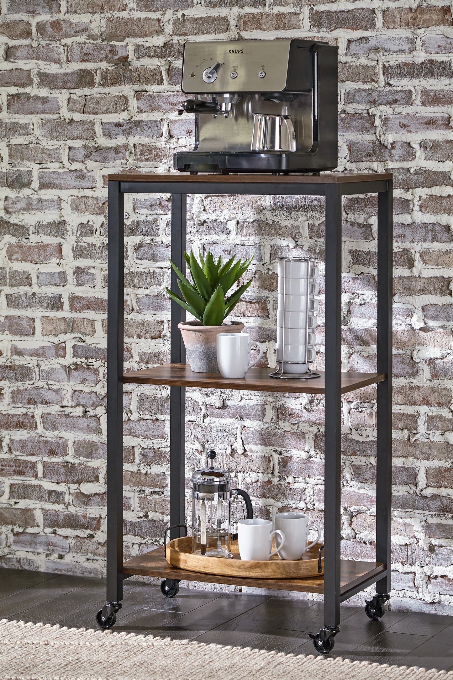 Haines Furniture Outlet - Ashley Furniture - Bevinfield Bar Cart - Bar Cart / Brown/Black - A4000394