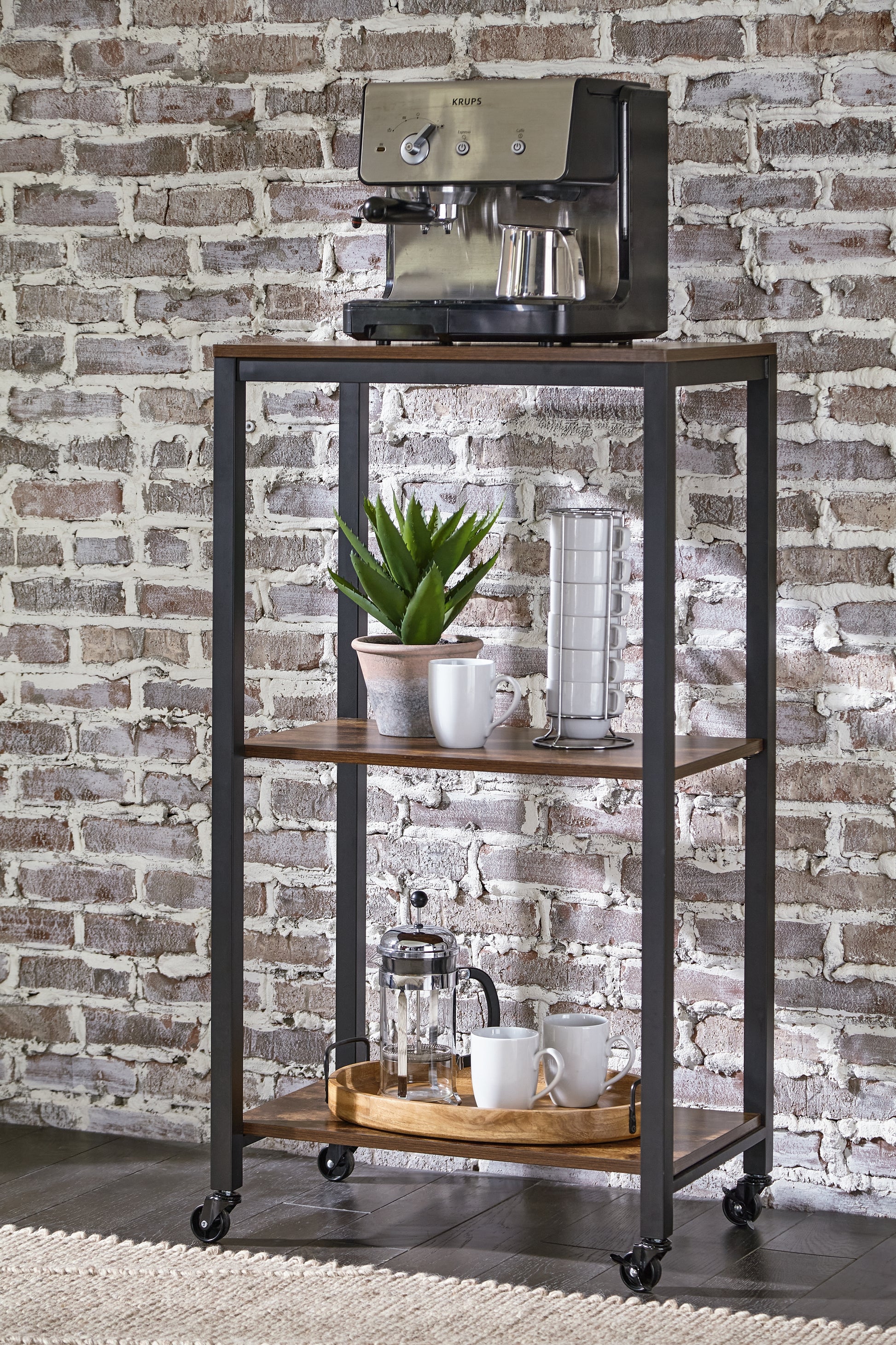 Haines Furniture Outlet - Ashley Furniture - Bevinfield Bar Cart - Bar Cart / Brown/Black - A4000394