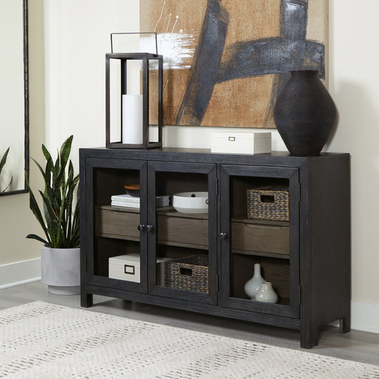 Haines Furniture Outlet - Ashley Furniture - Lenston Accent Cabinet - Accent Cabinet / Black/Gray - A4000508