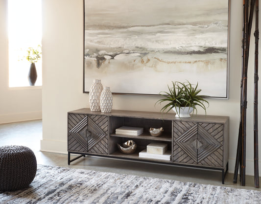 Haines Furniture Outlet - Ashley Furniture - Treybrook Accent Cabinet - Accent Cabinet / Distressed Gray - A4000512
