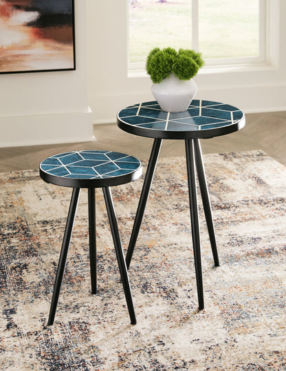 Haines Furniture Outlet - Ashley Furniture - Clairbelle Accent Table (Set of 2) - Accent Table (Set of 2) / Teal - A4000523