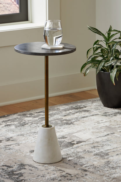 Haines Furniture Outlet - Ashley Furniture - Caramont Accent Table - Accent Table / Black/White/Gold Finish - A4000540