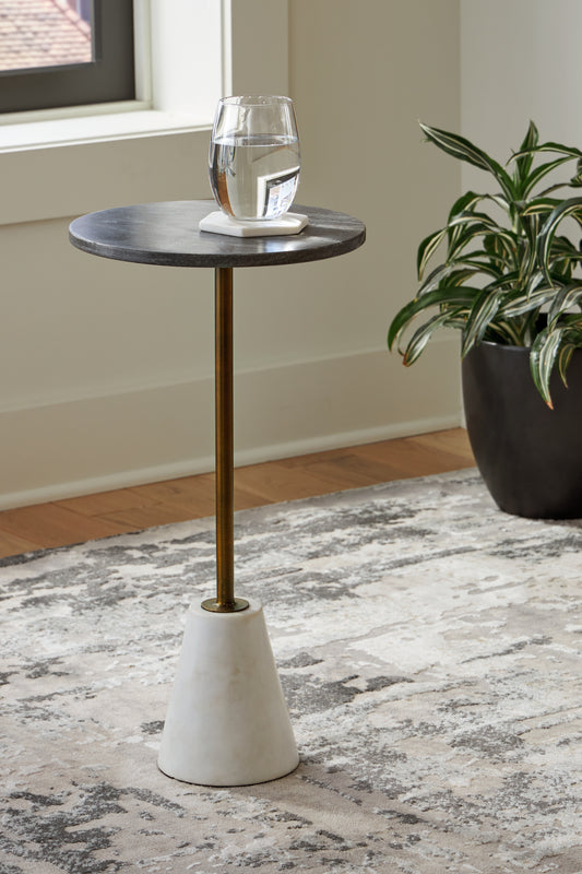 Haines Furniture Outlet - Ashley Furniture - Caramont Accent Table - Accent Table / Black/White/Gold Finish - A4000540