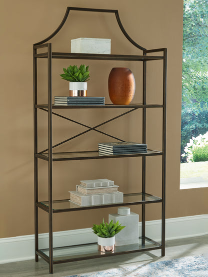 Haines Furniture Outlet - Ashley Furniture - Bernonly Bookcase - Bookcase / Antique Bronze Finish - A4000556