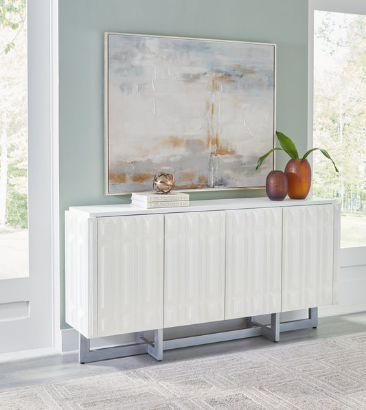 Haines Furniture Outlet - Ashley Furniture - Ornawel Accent Cabinet - Accent Cabinet / Distressed White - A4000569