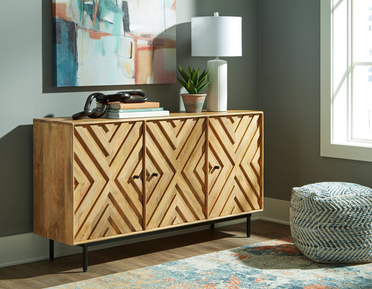Haines Furniture Outlet - Ashley Furniture - Cadewick Accent Cabinet - Accent Cabinet / Natural - A4000570