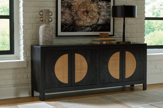 Haines Furniture Outlet - Ashley Furniture - Cliffiings Accent Cabinet - Accent Cabinet / Black/Natural - A4000575