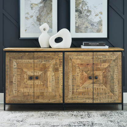 Haines Furniture Outlet - Ashley Furniture - Camney Accent Cabinet - Accent Cabinet / Brown/Black - A4000581