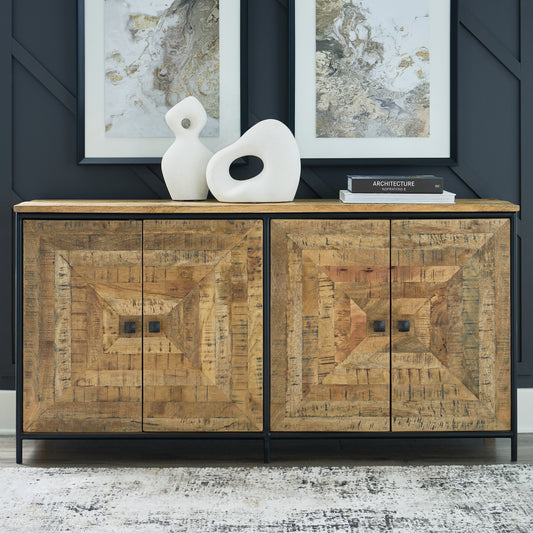 Haines Furniture Outlet - Ashley Furniture - Camney Accent Cabinet - Accent Cabinet / Brown/Black - A4000581