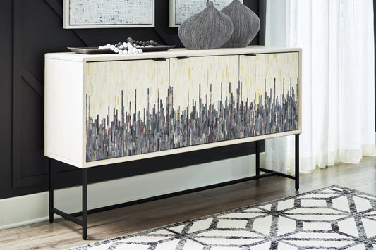 Haines Furniture Outlet - Ashley Furniture - Freyton Accent Cabinet - Accent Cabinet / White/Gray - A4000582
