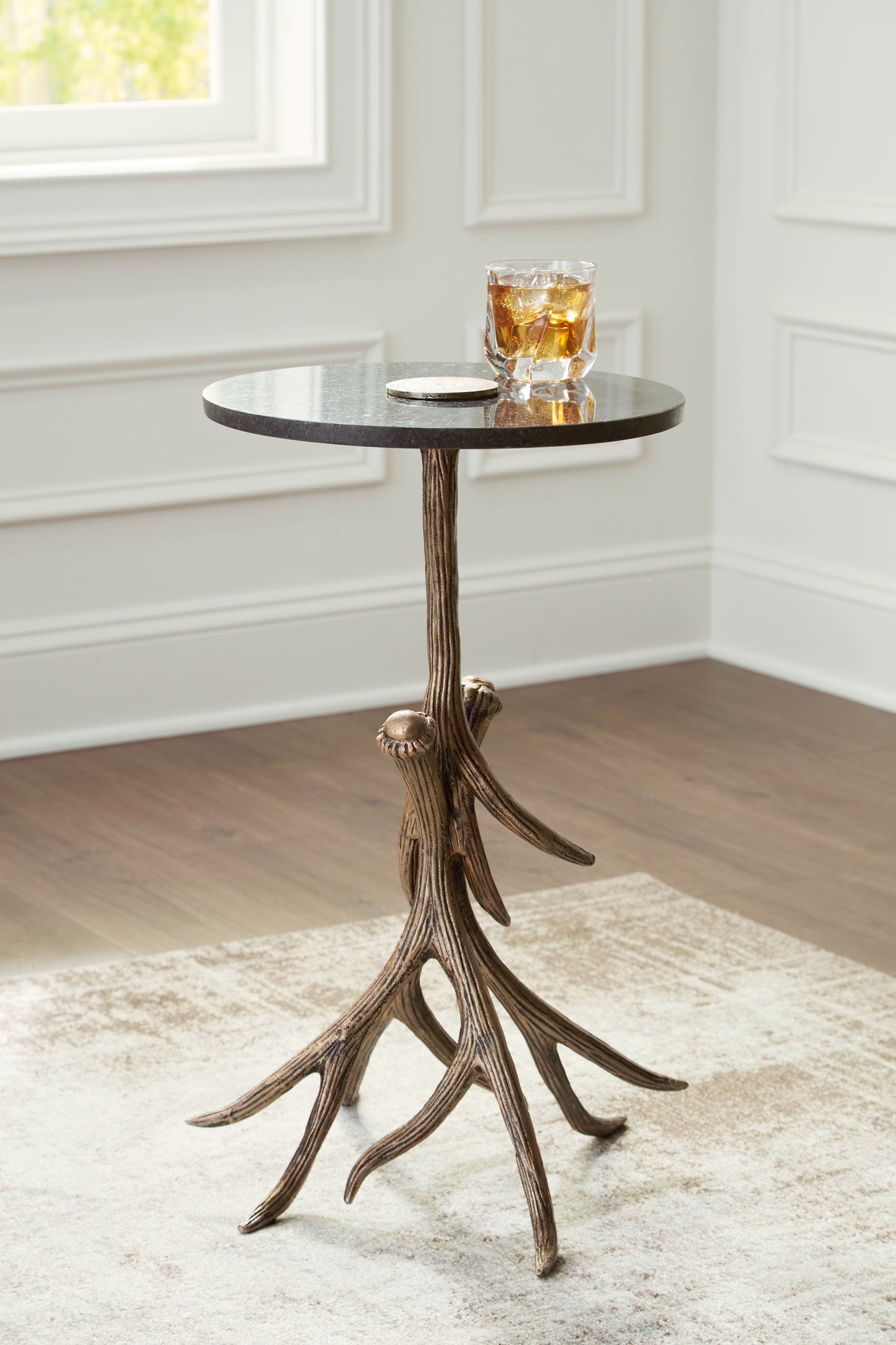 Haines Furniture Outlet - Ashley Furniture - Lemkins Accent Table - Accent Table / Black/Antique Gold Finish - A4000606