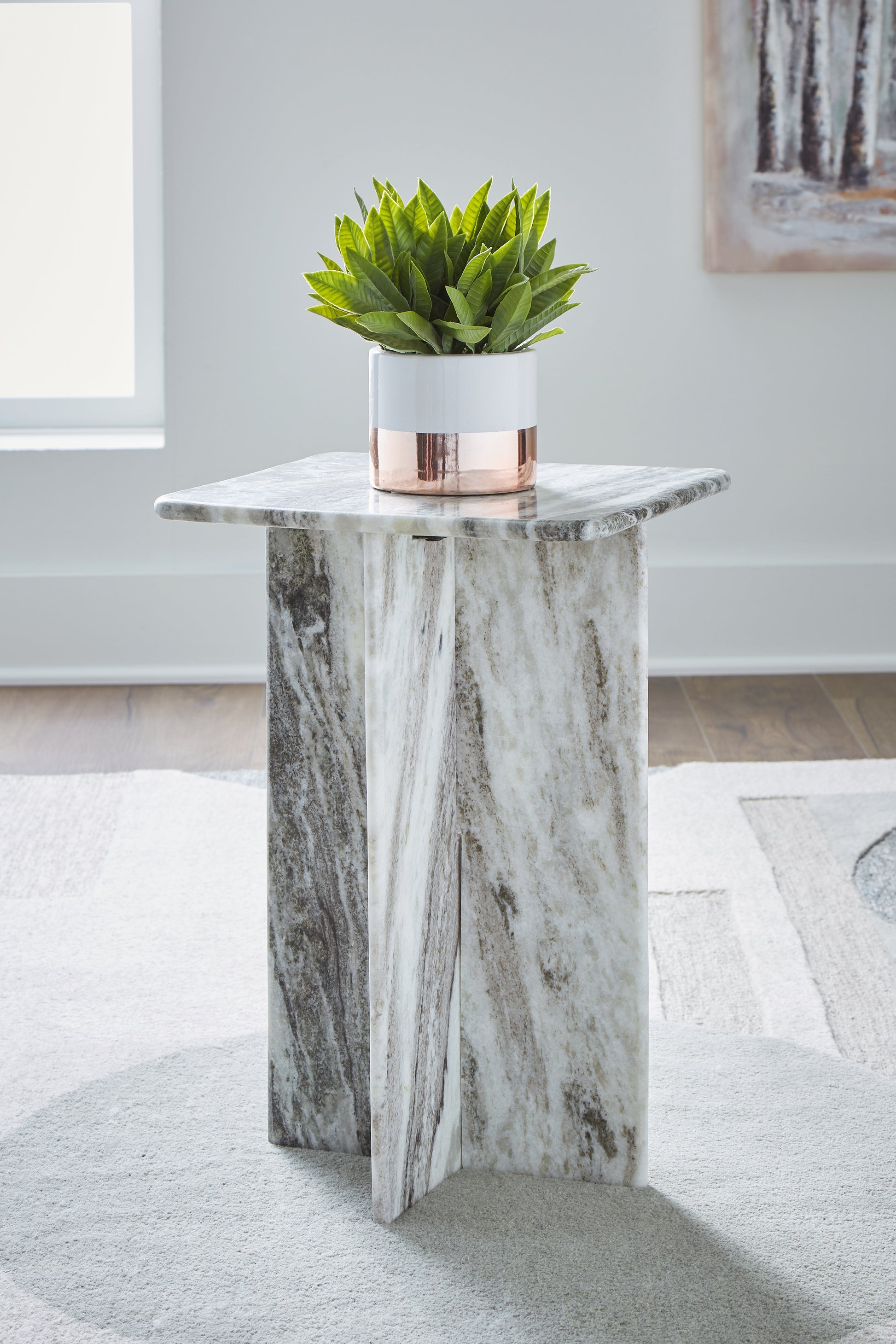 Haines Furniture Outlet - Ashley Furniture - Keithwell Accent Table - Accent Table / Gray - A4000611