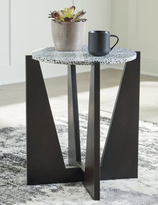 Haines Furniture Outlet - Ashley Furniture - Tellrich Accent Table - Accent Table / Black/White - A4000616