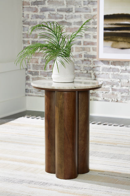 Haines Furniture Outlet - Ashley Furniture - Henfield Accent Table - Accent Table / Beige/Brown - A4000623
