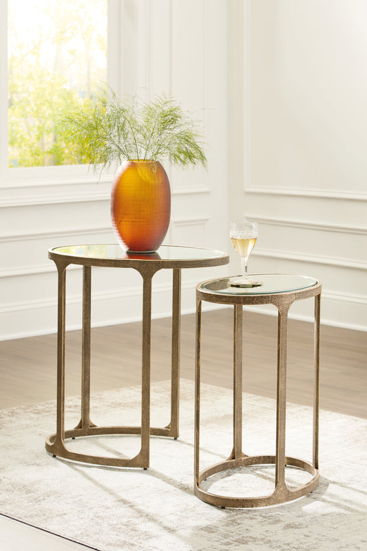 Haines Furniture Outlet - Ashley Furniture - Irmaleigh Accent Table (Set of 2) - Accent Table Set (Set of 2) / Antique Gold Finish - A4000624