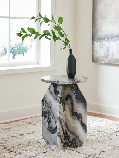 Haines Furniture Outlet - Ashley Furniture - Wrenlane Accent Table - Accent Table / Black/White/Taupe - A4000646