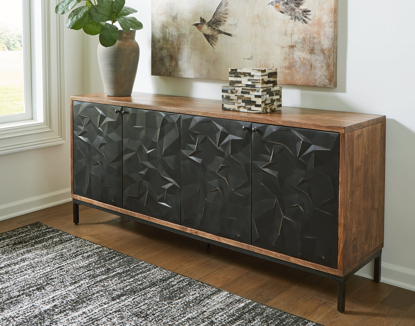Haines Furniture Outlet - Ashley Furniture - Dorannby Accent Cabinet - Accent Cabinet / Black/Brown - A4000649