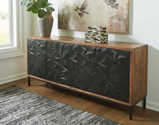 Haines Furniture Outlet - Ashley Furniture - Dorannby Accent Cabinet - Accent Cabinet / Black/Brown - A4000649