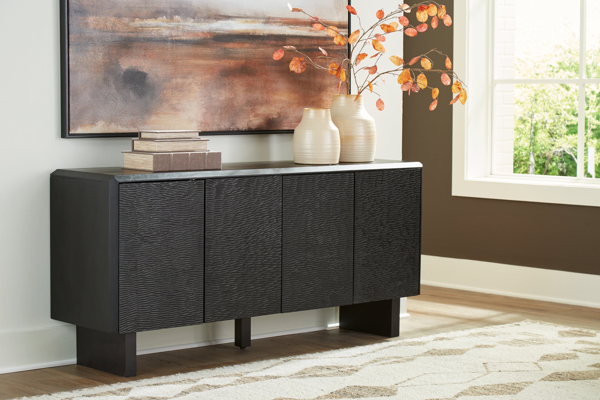 Haines Furniture Outlet - Ashley Furniture - Farrelmore Accent Cabinet - Accent Cabinet / Black - A4000659