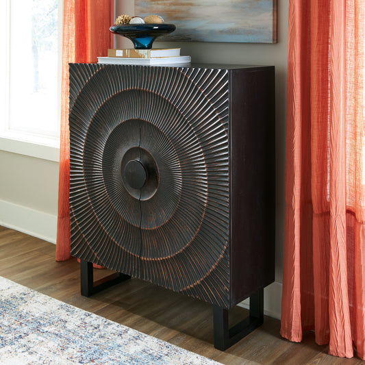 Haines Furniture Outlet - Ashley Furniture - Fosterman Accent Cabinet - Accent Cabinet / Distressed Black - A4000660