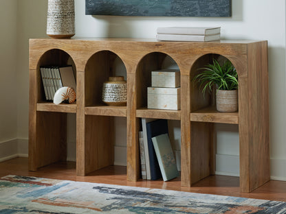 Haines Furniture Outlet - Ashley Furniture - Luzmanacy Console Sofa Table - Console Sofa Table / Natural Brown - A4000664