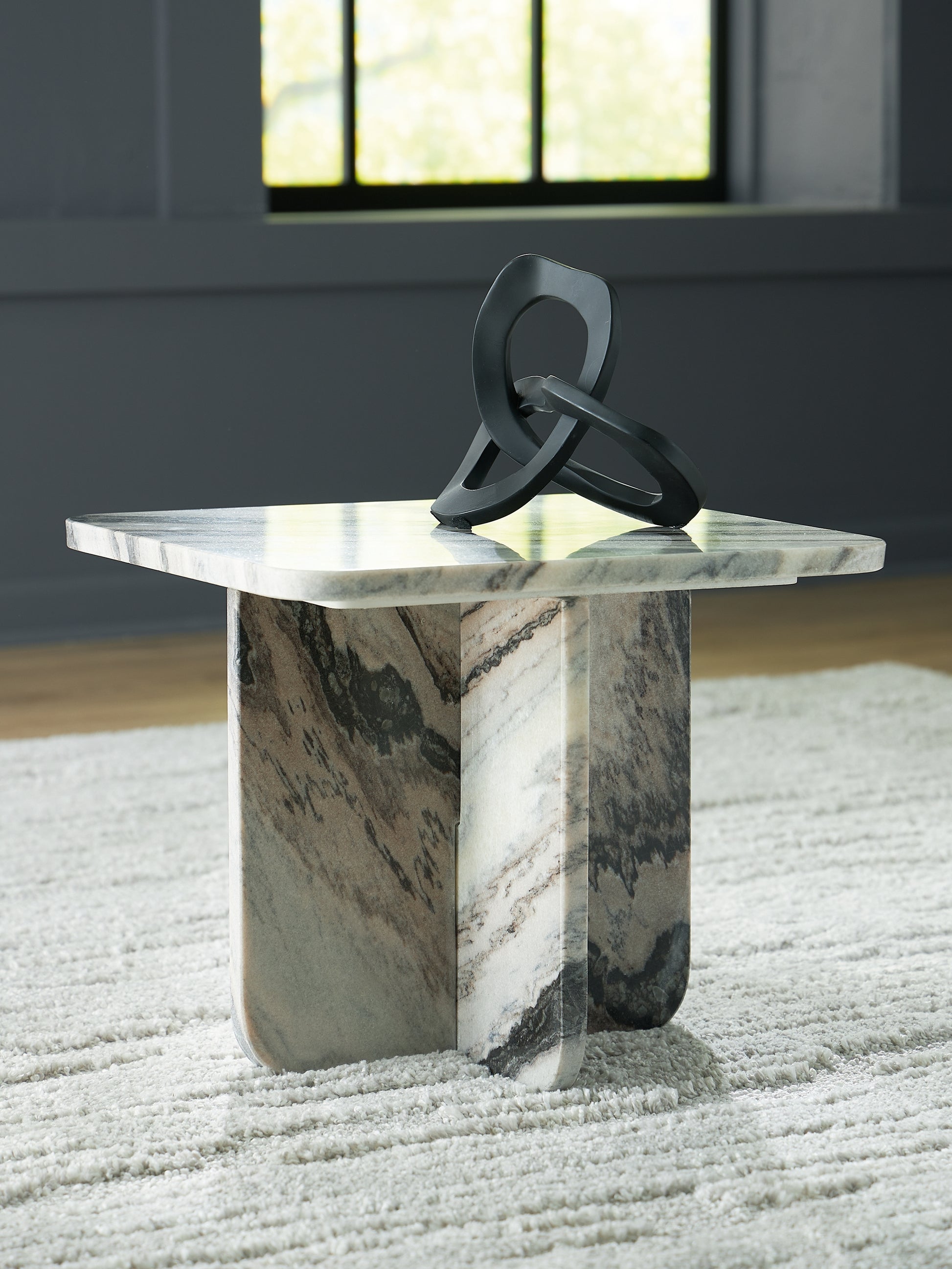 Haines Furniture Outlet - Ashley Furniture - Baretton Accent Coffee Table - Accent Cocktail Table / Black/White/Taupe - A4000671