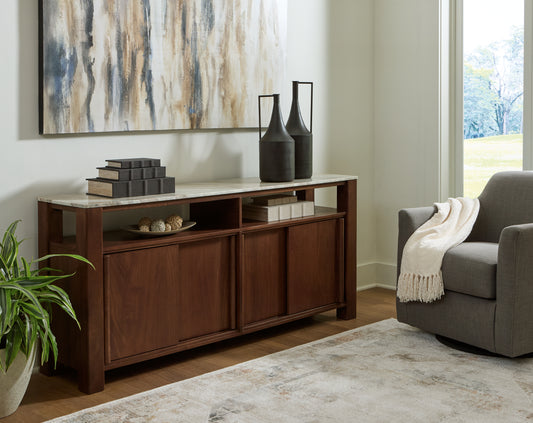 Haines Furniture Outlet - Ashley Furniture - Tobinville Accent Cabinet - Accent Cabinet / Dark Brown - A4000673