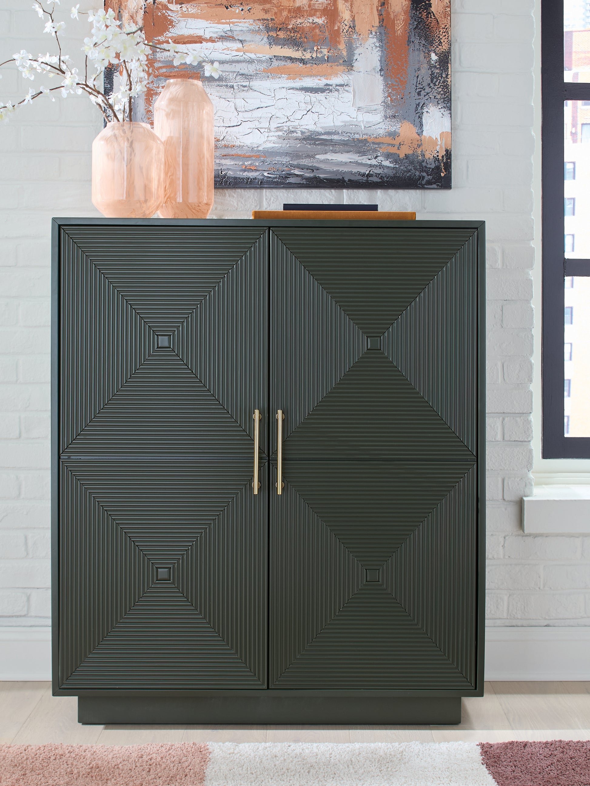 Haines Furniture Outlet - Ashley Furniture - Geirwood Accent Cabinet - Accent Cabinet / Dark Green - A4000676
