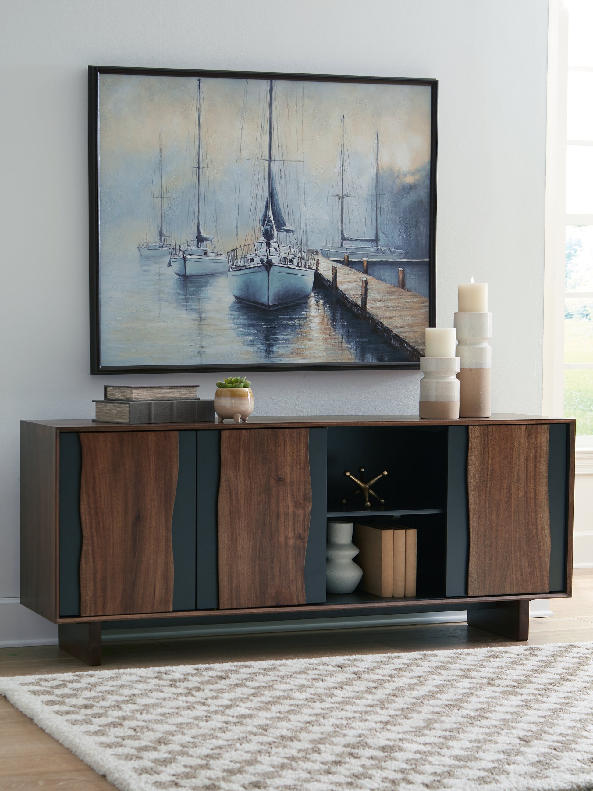 Haines Furniture Outlet - Ashley Furniture - Welby Accent Cabinet - Accent Cabinet / Brown/Charcoal - A4000679