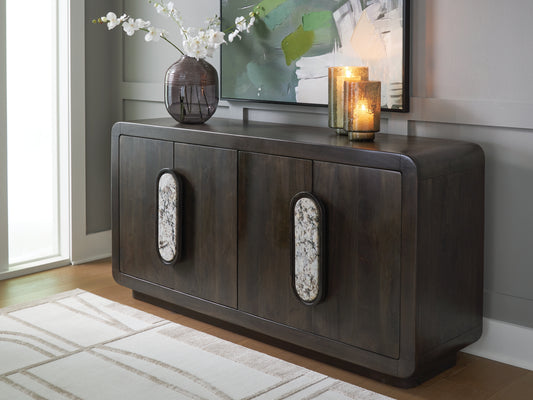 Haines Furniture Outlet - Ashley Furniture - Elliston Accent Cabinet - Accent Cabinet / Espresso Brown - A4000683