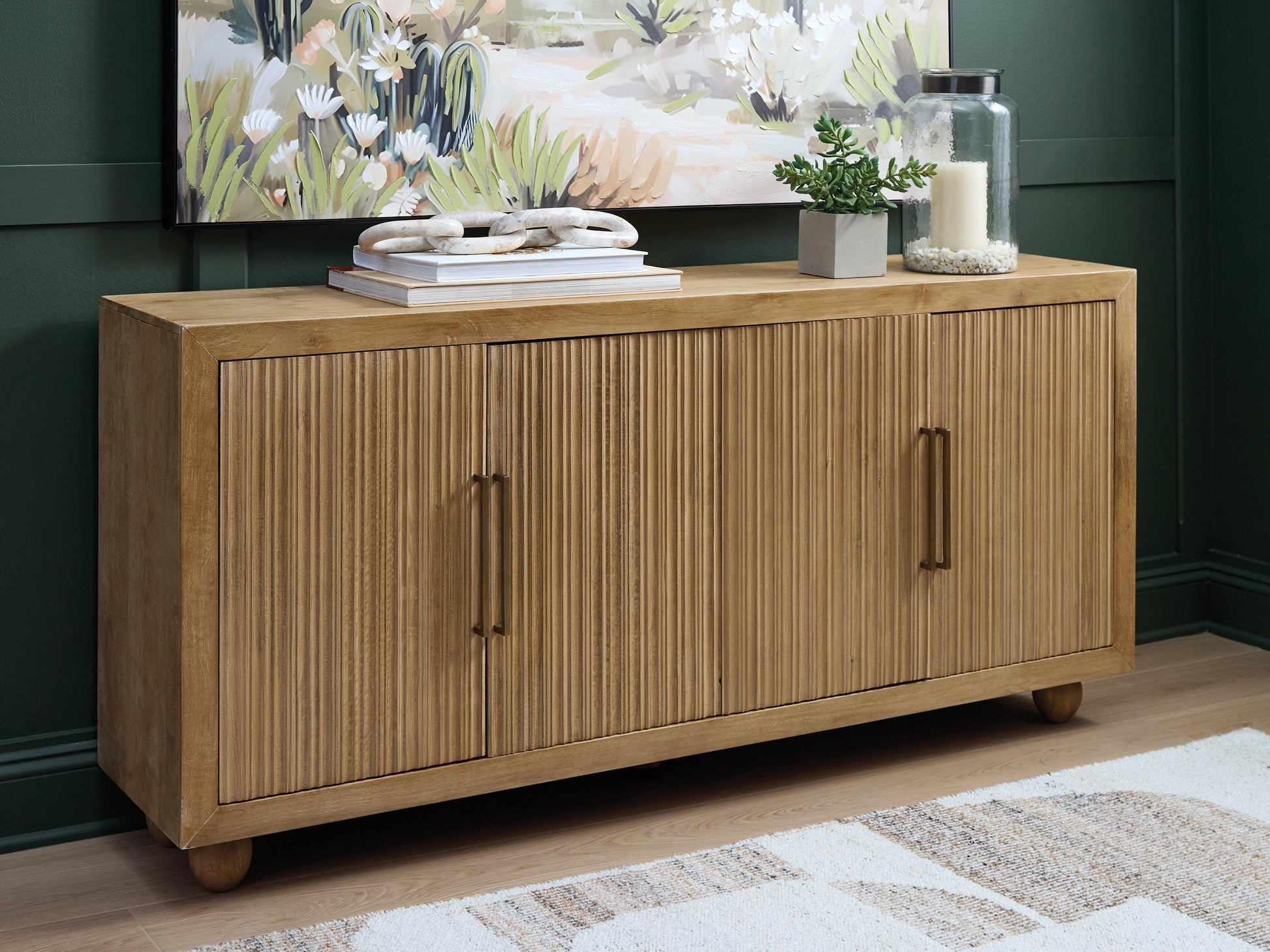 Haines Furniture Outlet - Ashley Furniture - Niam Accent Cabinet - Accent Cabinet / Light Antique Beige - A4000684