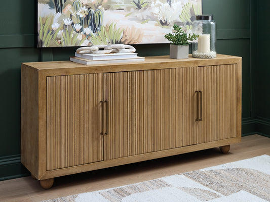 Haines Furniture Outlet - Ashley Furniture - Niam Accent Cabinet - Accent Cabinet / Light Antique Beige - A4000684