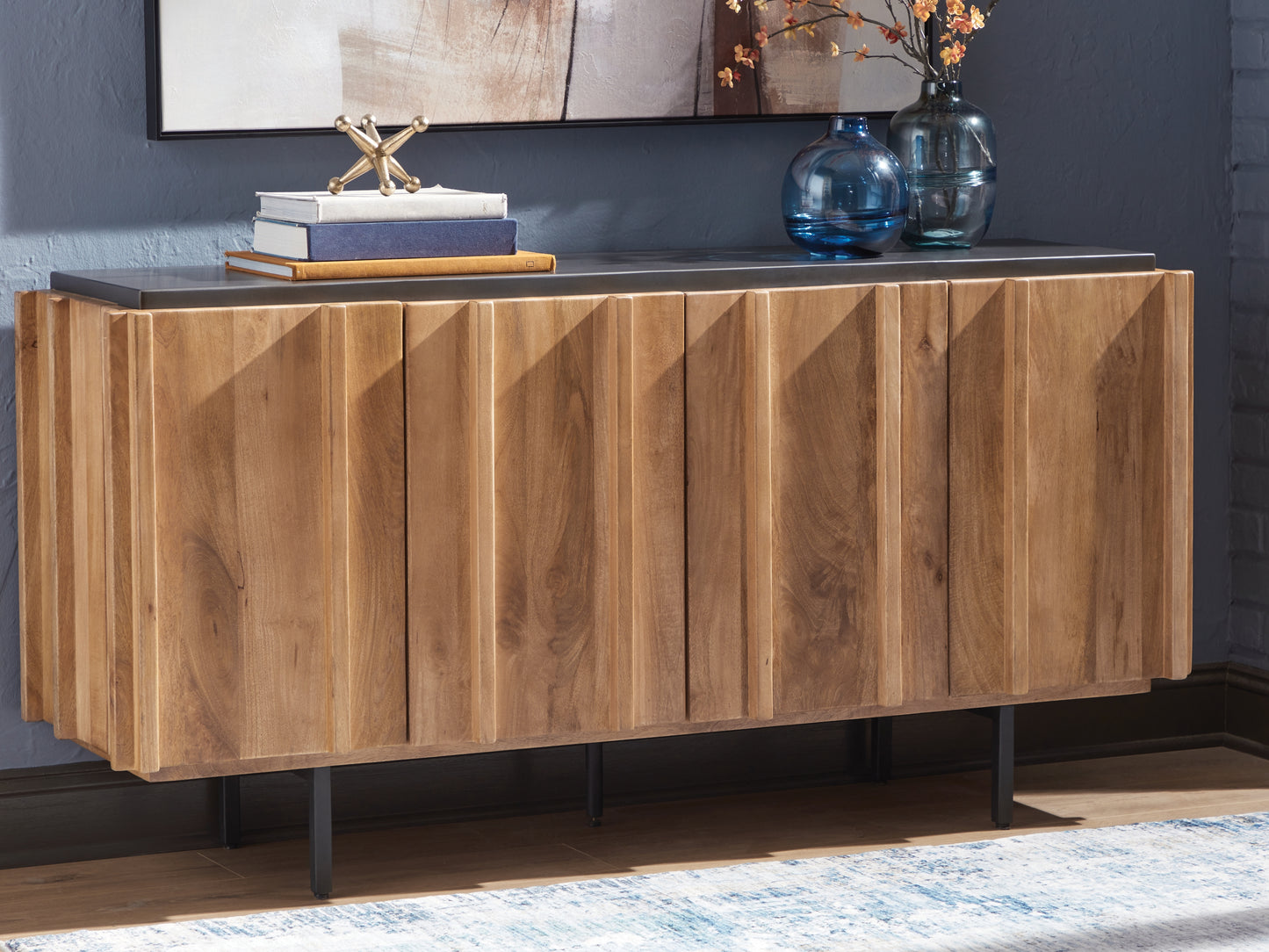 Haines Furniture Outlet - Ashley Furniture - Quintavious Accent Cabinet - Accent Cabinet / Brown/Charcoal - A4000685