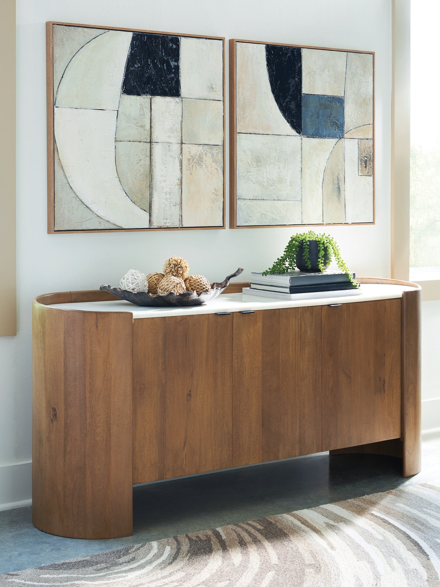 Haines Furniture Outlet - Ashley Furniture - Fitzroy Accent Cabinet - Accent Cabinet / Brown/White - A4000688