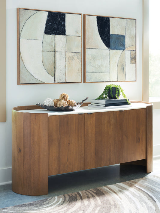 Haines Furniture Outlet - Ashley Furniture - Fitzroy Accent Cabinet - Accent Cabinet / Brown/White - A4000688