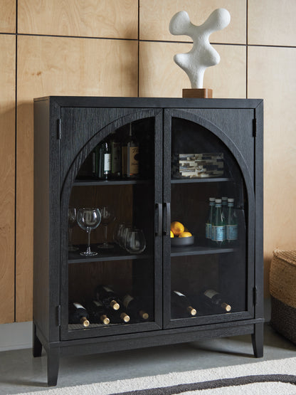 Haines Furniture Outlet - Ashley Furniture - Armenleigh Accent Cabinet - Bar Cabinet / Black/Brown - A4000702