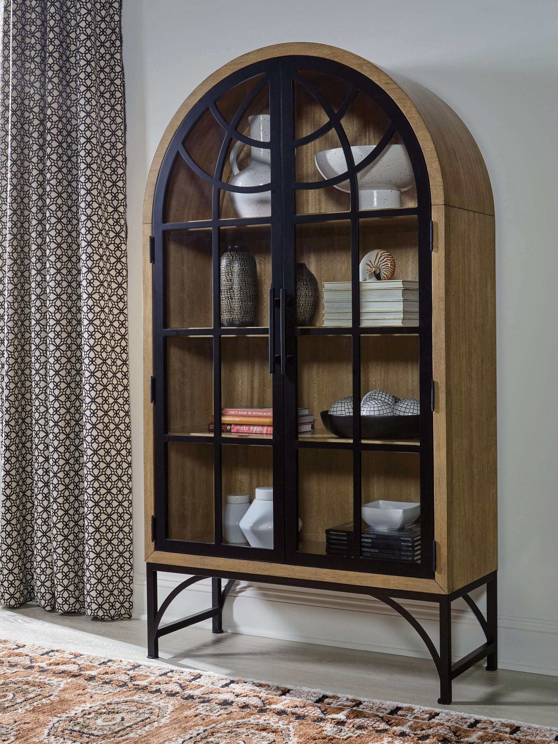 Haines Furniture Outlet - Ashley Furniture - Gwenwich Accent Cabinet - Accent Cabinet / Natural/Black - A4000704
