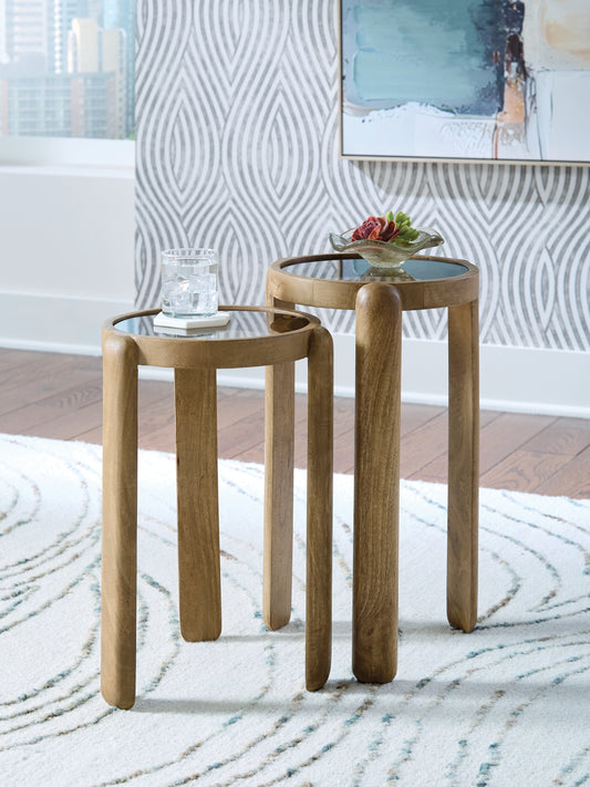Haines Furniture Outlet - Ashley Furniture - Jossor Accent Table (Set of 2) - Accent Table Set (Set of 2) / Light Brown - A4000726