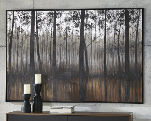 Haines Furniture Outlet - Ashley Furniture - Philyra Wall Decor - Wall Art / Black/Orange/Silver - A8000253