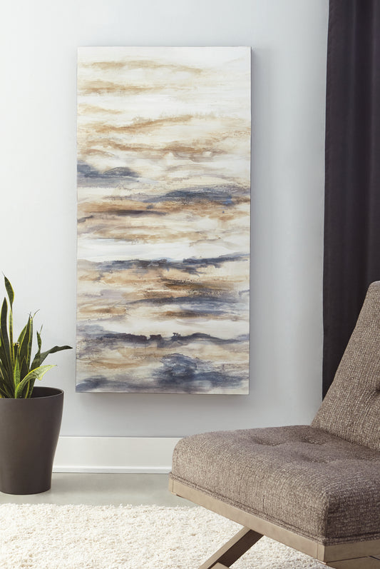 Haines Furniture Outlet - Ashley Furniture - Joely Wall Decor - Wall Art / Blue/Tan - A8000277