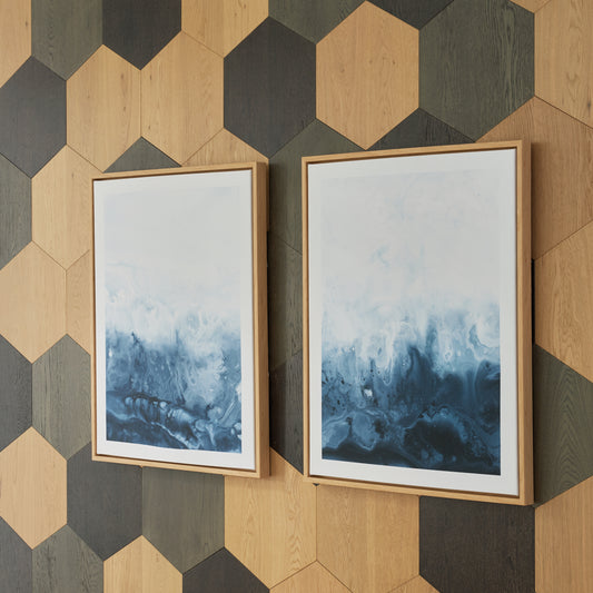 Haines Furniture Outlet - Ashley Furniture - Holport Wall Decor - Wall Art Set (Set of 2) / Blue/White - A8000368